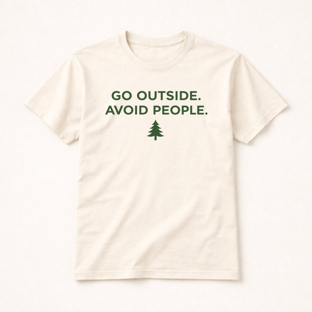 Go Outside Avoid People T-Shirt – Funny Introvert Nature Tee