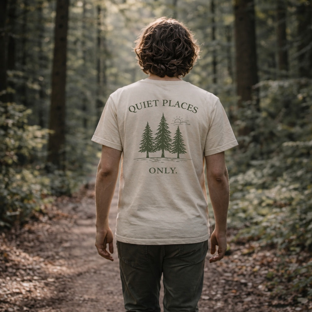 Quiet Places Only Shirt – Minimalist Forest Tee