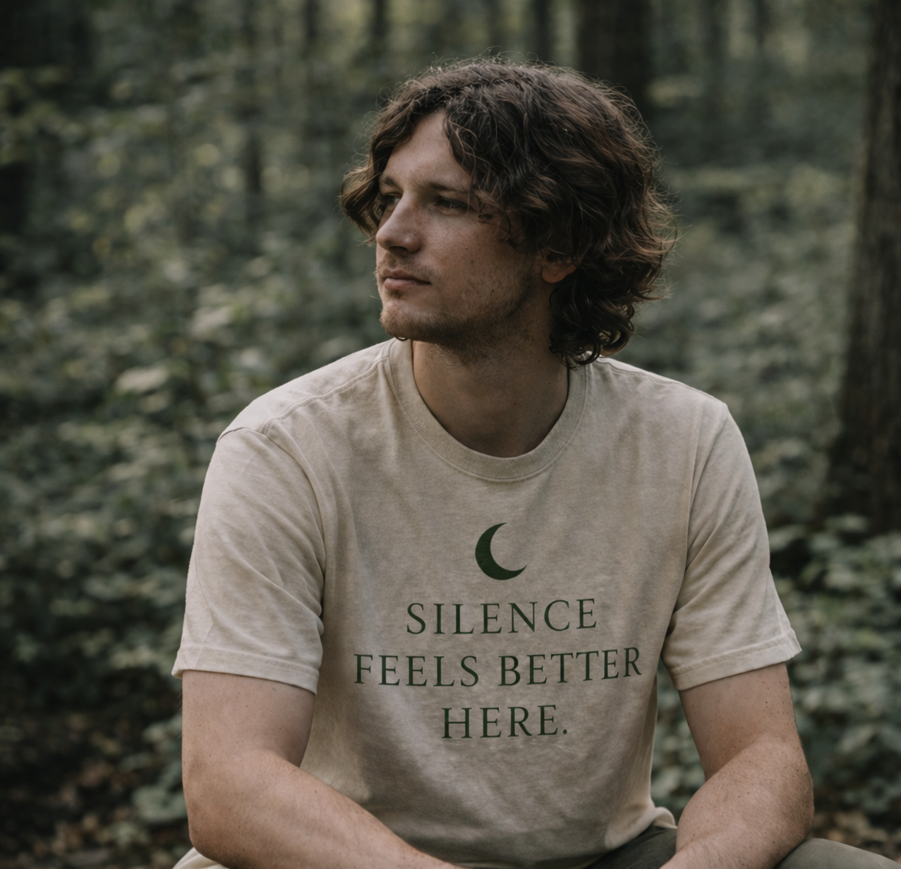 Silence Feels Better Here T-Shirt – Calm Minimalist Nature Tee