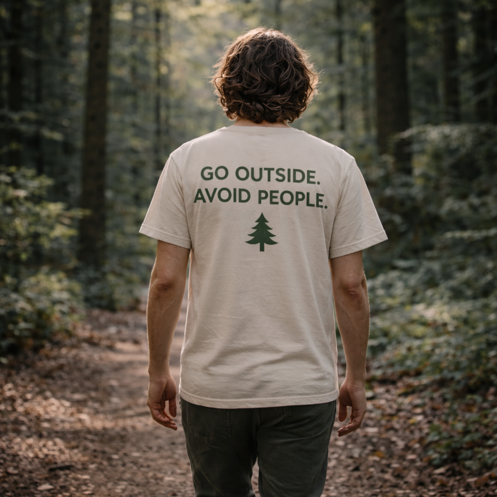 Go Outside Avoid People T-Shirt – Funny Introvert Nature Tee