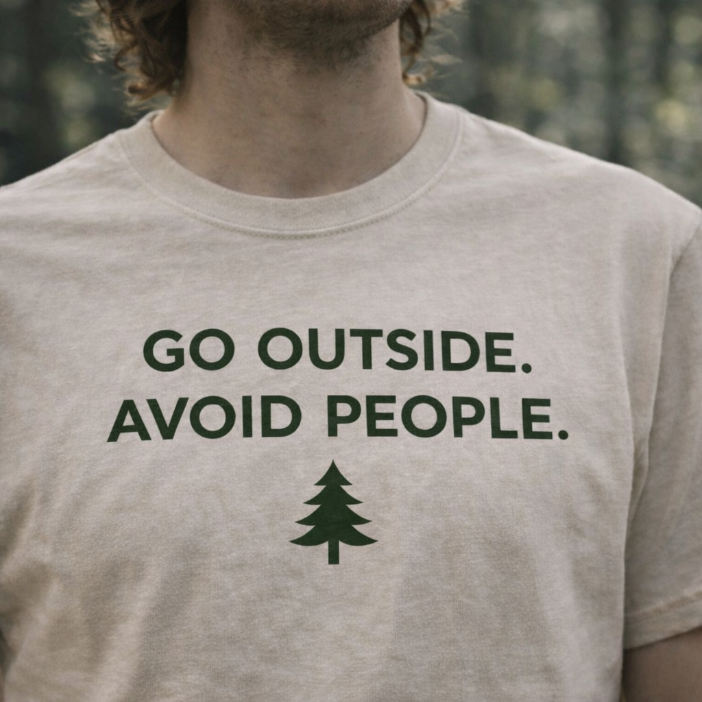 Go Outside Avoid People T-Shirt – Funny Introvert Nature Tee