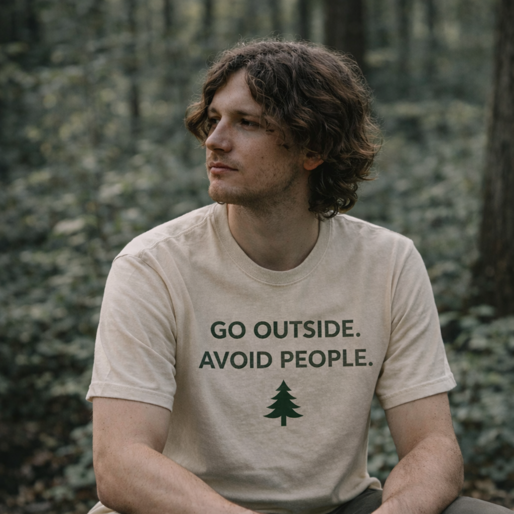 Go Outside Avoid People T-Shirt – Funny Introvert Nature Tee