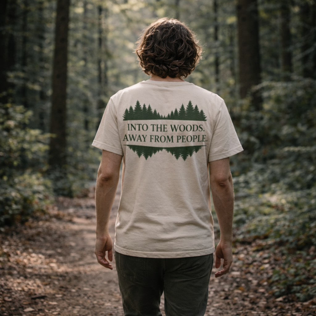 Into the Woods Away From People T-Shirt – Forest Escape Tee