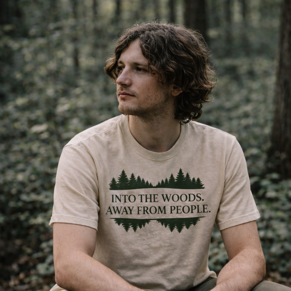 Into the Woods Away From People T-Shirt – Forest Escape Tee