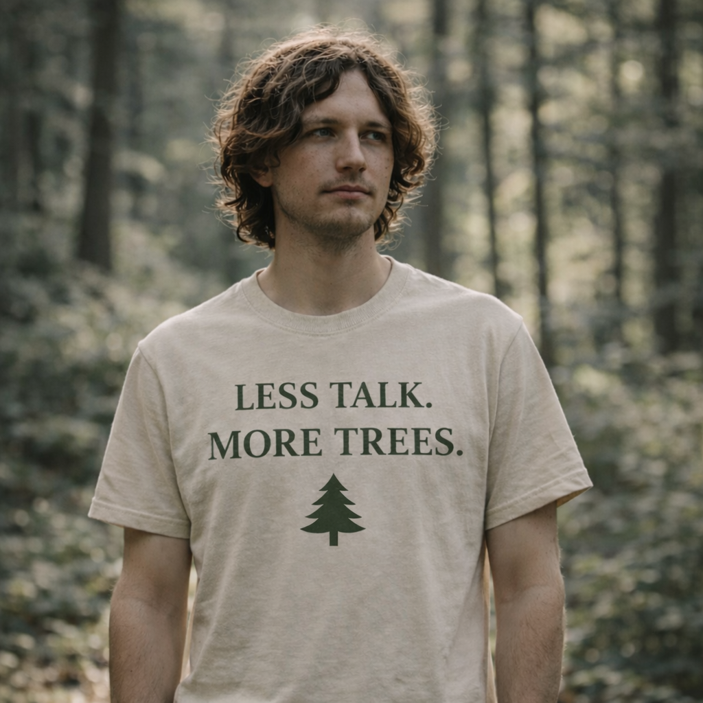 Less Talk More Trees T-Shirt – Minimal Nature Lover Tee