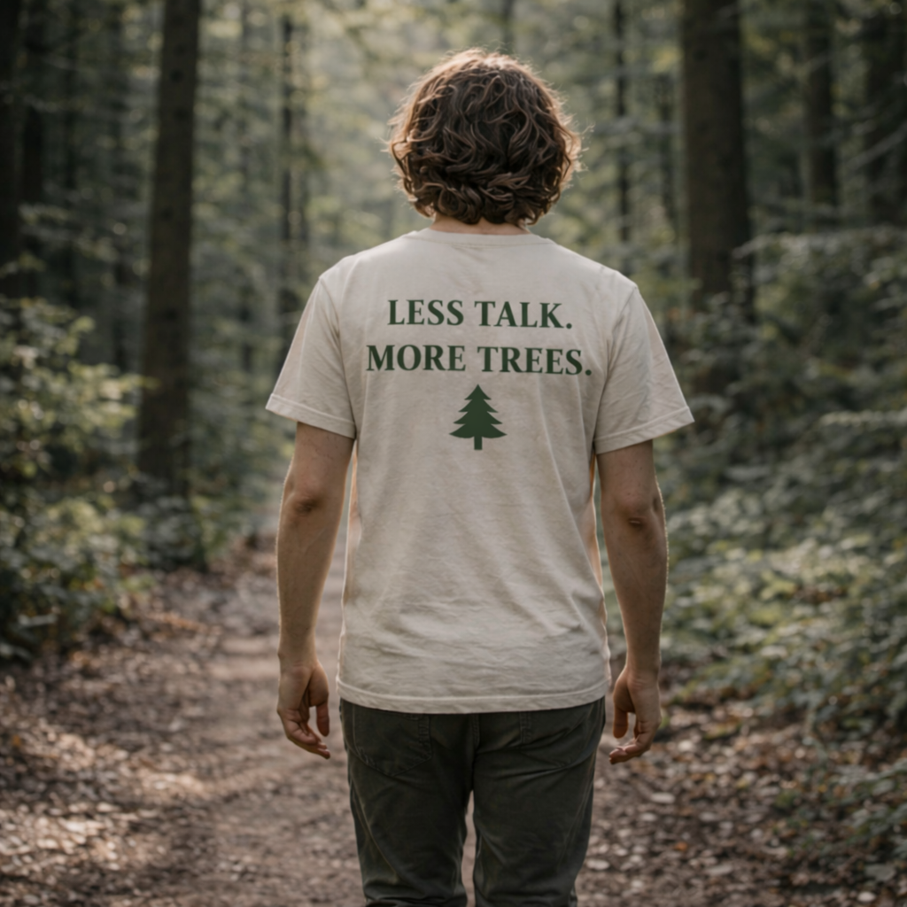 Less Talk More Trees T-Shirt – Minimal Nature Lover Tee
