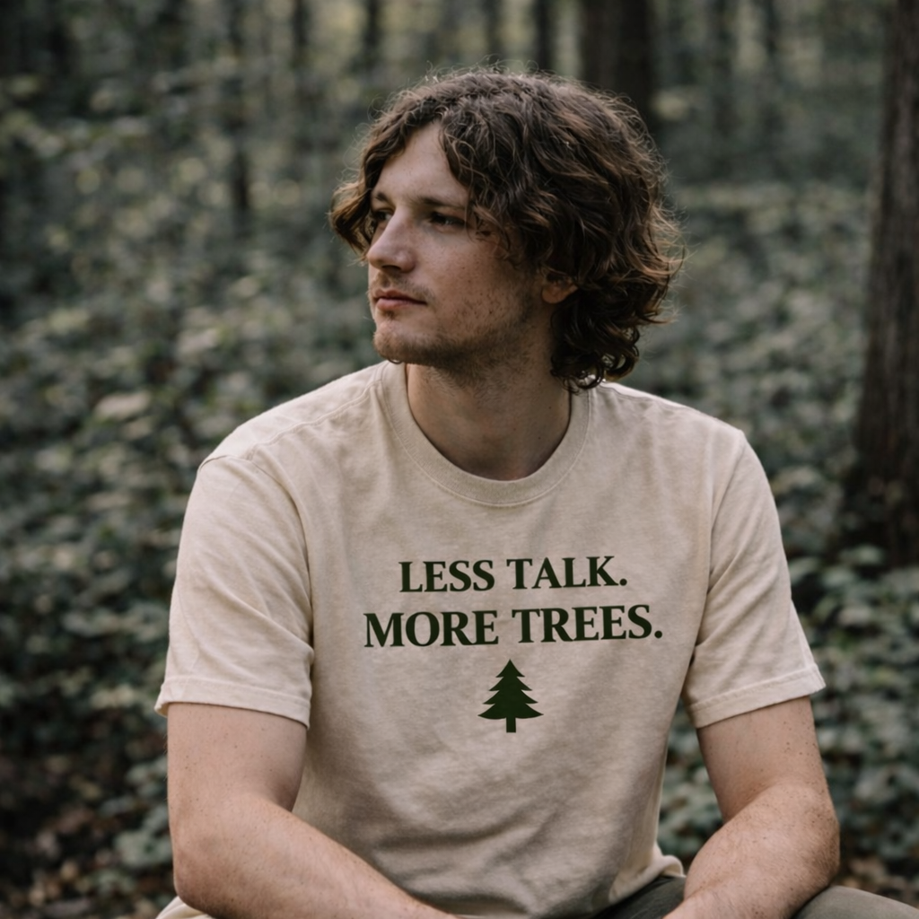 Less Talk More Trees T-Shirt – Minimal Nature Lover Tee