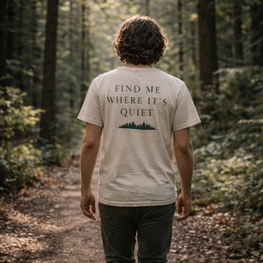 Find Me Where It’s Quiet T-Shirt – Minimalist Nature Introvert Tee