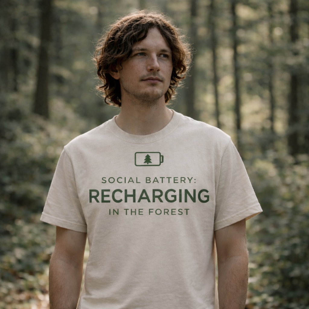 Social Battery Recharging in the Forest T-Shirt – Introvert Recharge Tee