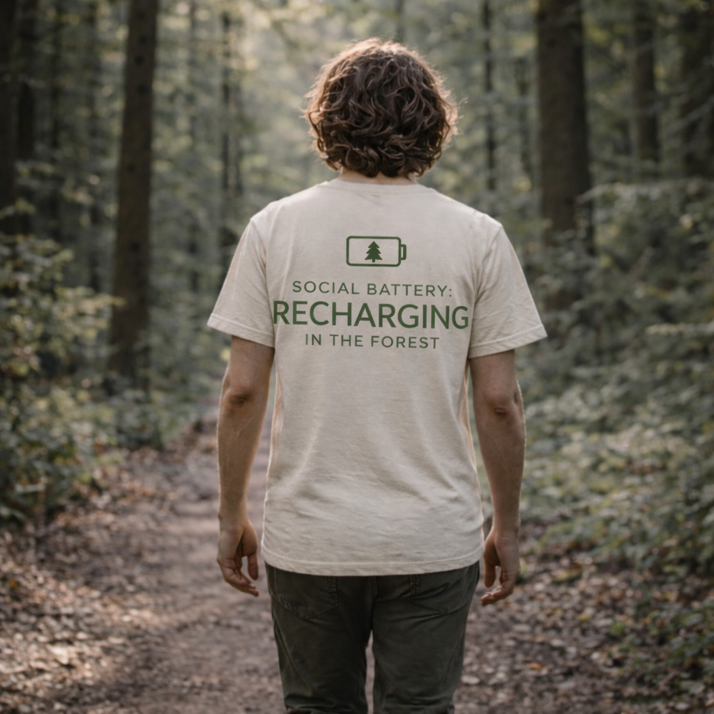 Social Battery Recharging in the Forest T-Shirt – Introvert Recharge Tee