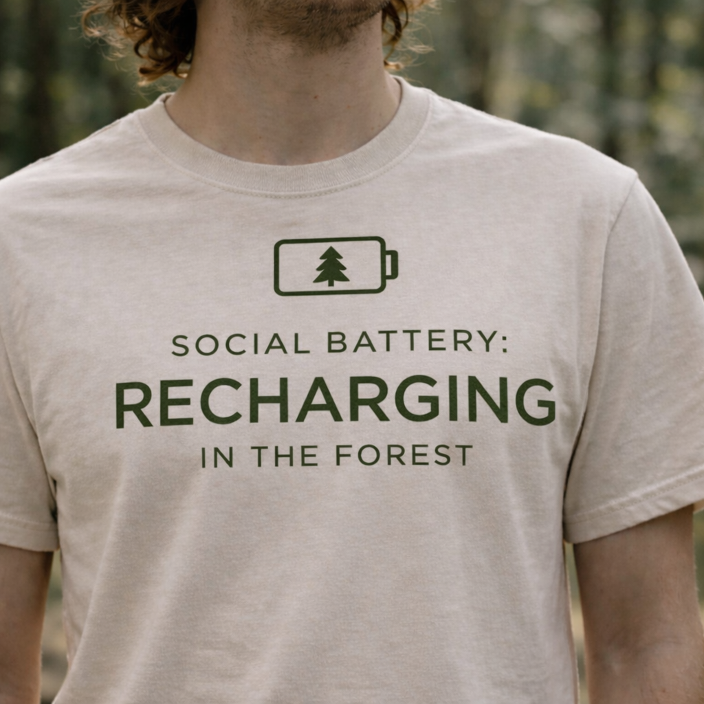 Social Battery Recharging in the Forest T-Shirt – Introvert Recharge Tee